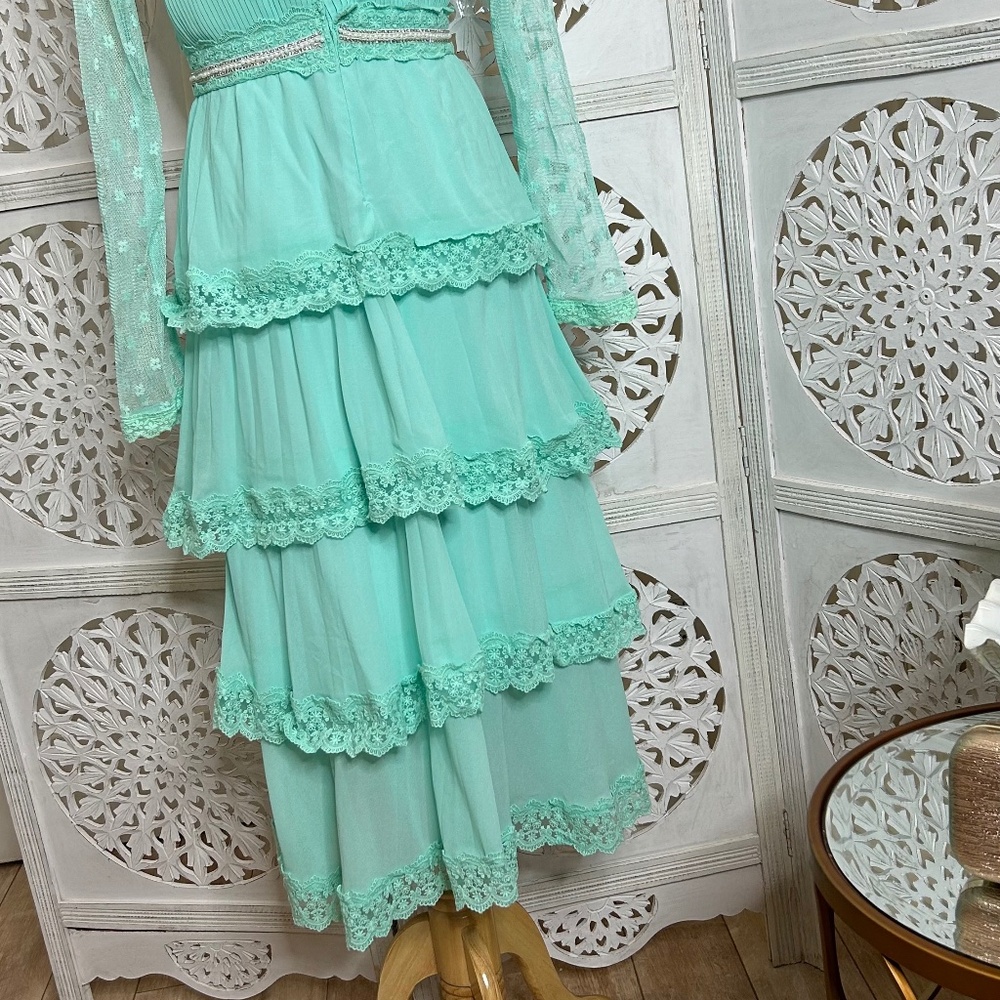 Mint Ruffled Fancy Gown - Picture 2 of 7